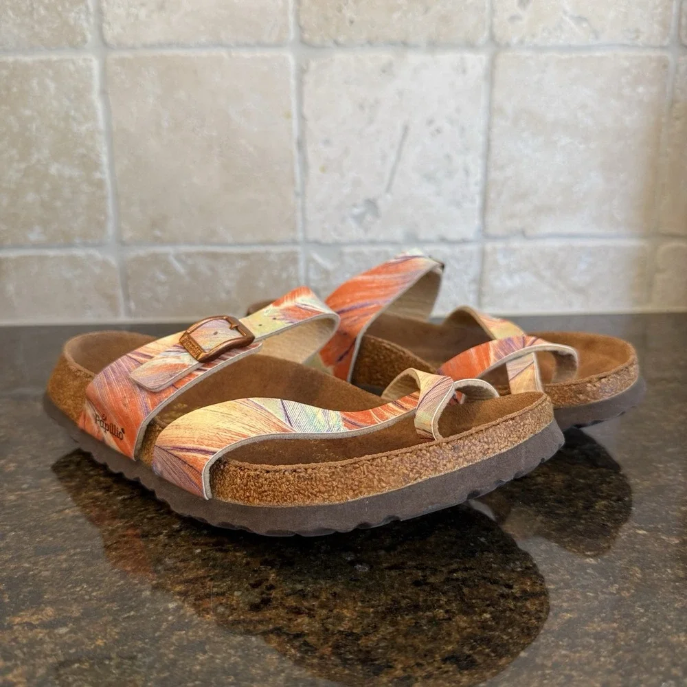 Papillio Birkenstock Tabora Multicolor Leather Sandals Women's 37 US 6